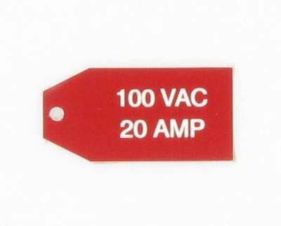 100 VAC,20 AMP LABEL