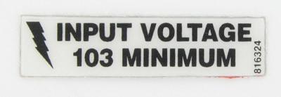 103 MIN INPUT VOLTAGE LABEL