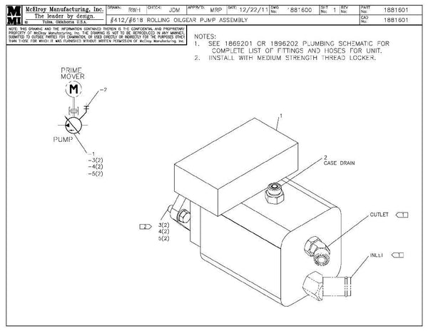 12/18 ROLLING OILGEAR PUMP ASY